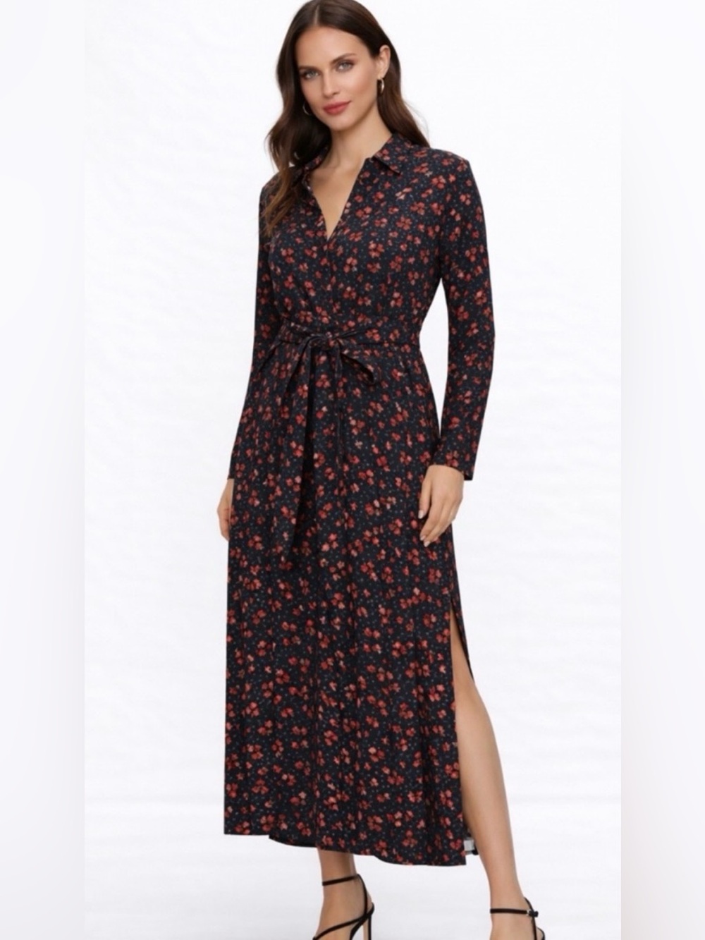 Zara NWOT Black Red Poppy Tie Front Dress Size XL Whimsygoth